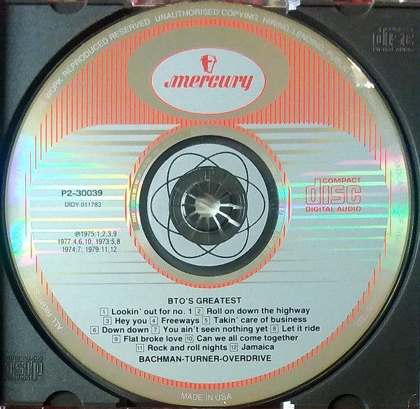 Bachman-Turner Overdrive : BTO's Greatest (CD, Comp, Club, RE, CRC)