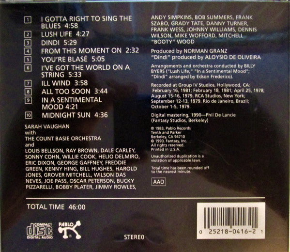 Sarah Vaughan : The Best Of Sarah Vaughan (CD, Comp)