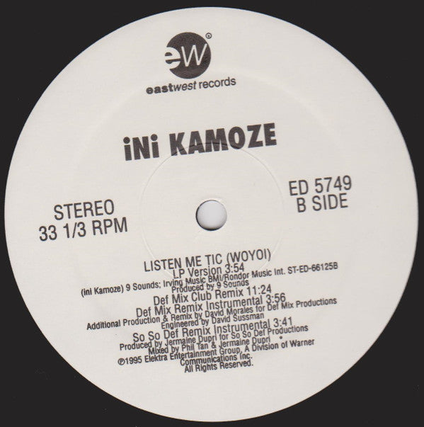 Ini Kamoze : Listen Me Tic (Woyoi) (12", Promo)