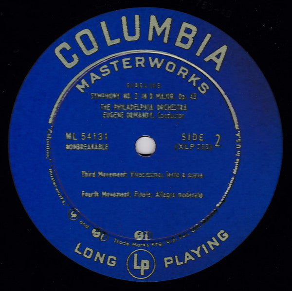 Jean Sibelius - The Philadelphia Orchestra, Eugene Ormandy : Symphony No. 2 In D Major, Op. 43 (LP, Mono)