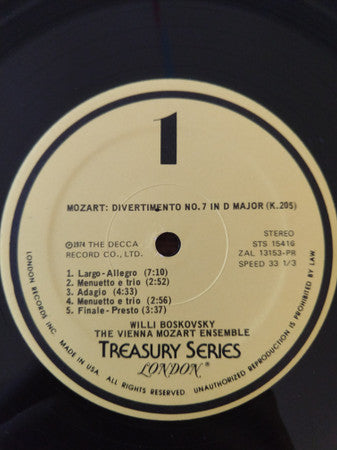 Wiener Mozart Ensemble, Wolfgang Amadeus Mozart, Willi Boskovsky : Serenades Volume 8 (LP)