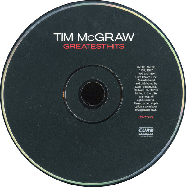 Tim McGraw : Greatest Hits (CD, Comp, RP)