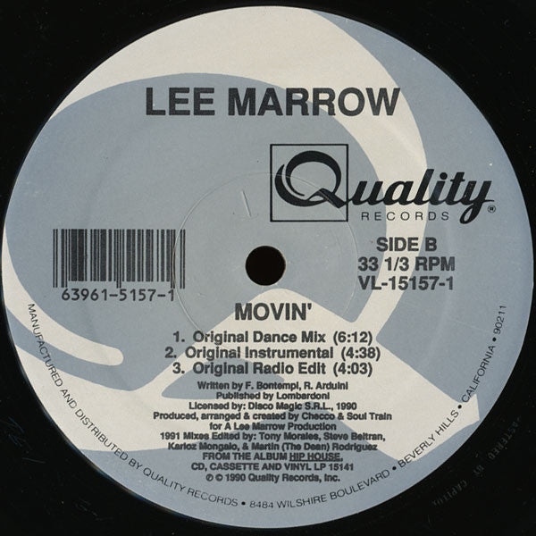 Lee Marrow : Movin' (12")