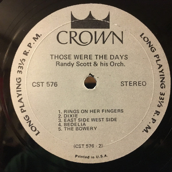 Randy Scott & His Orchestra : Those Were The Days (LP)