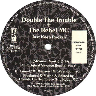 Double Trouble & Rebel MC : Just Keep Rockin' (12", Promo)