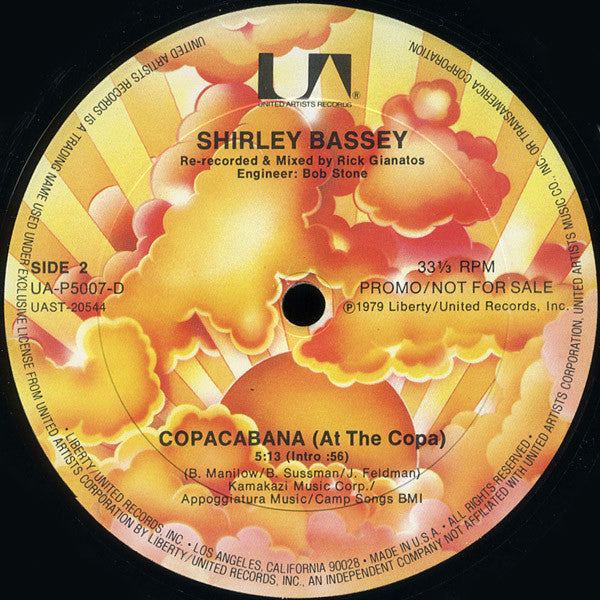 Shirley Bassey : This Is My Life (La Vita) / Copacabana (At The Copa) (12", Promo)
