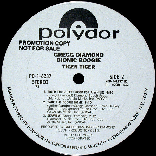 Gregg Diamond, Bionic Boogie : Tiger Tiger (LP, Album, Promo, 73)