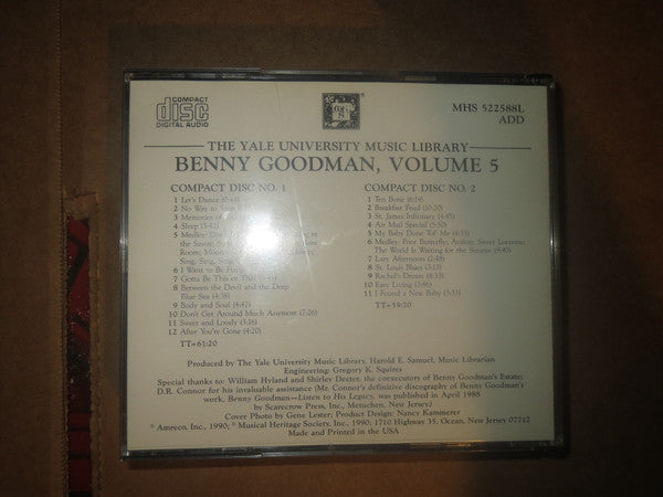 Benny Goodman : The Yale University Music Library - Benny Goodman - Volume 5 - Never Before Released Recordings From Benny Goodman's Private Collection (2xCD, Album)