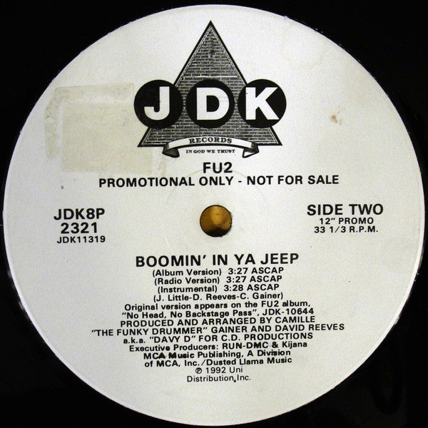 Fu2 : Boomin' In Ya Jeep (12", Promo)