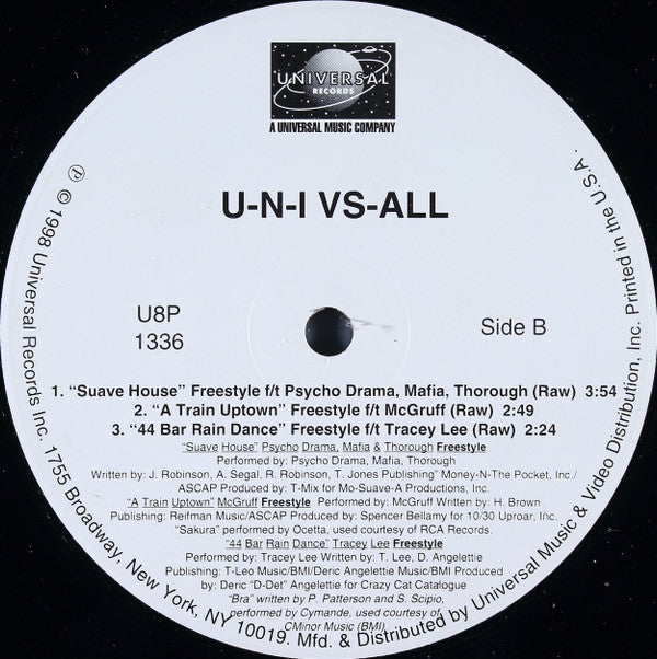 Various : U-N-I VS-ALL (12", Promo)