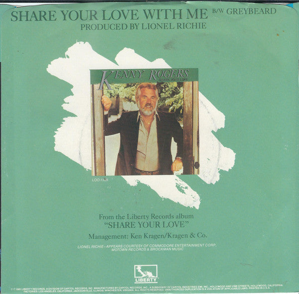 Kenny Rogers : Share Your Love With Me / Greybeard (7", Single, Jac)