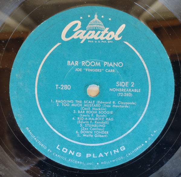 Joe "Fingers" Carr : Bar Room Piano (LP, Mono)