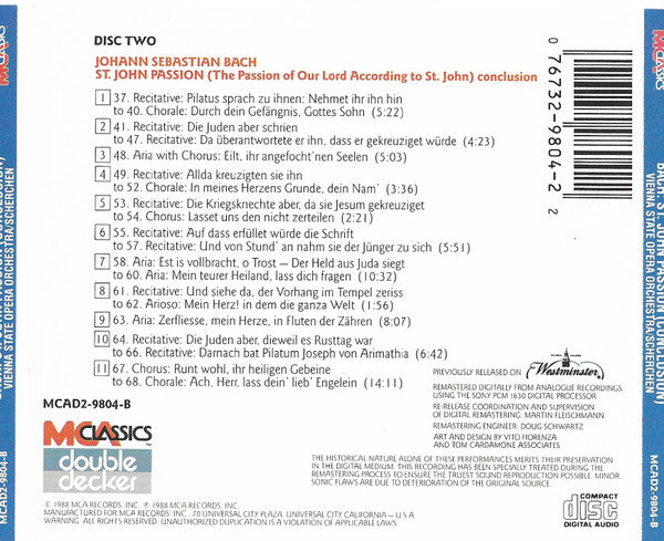 Johann Sebastian Bach • Wiener Akademie Kammerchor, Orchester Der Wiener Staatsoper, Hermann Scherchen : St. John Passion (2xCD, Album, RE, RM)