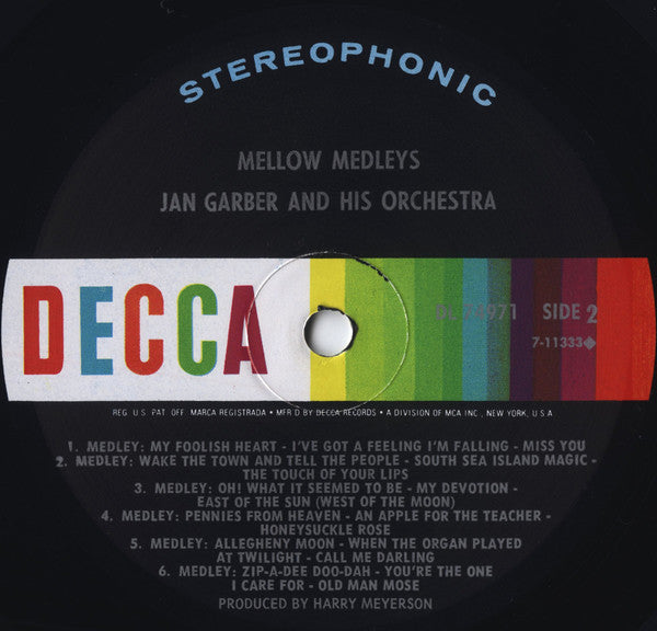 Jan Garber And His Orchestra : Mellow Medleys (LP, Album)