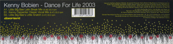 Kenny Bobien : Dance For Life 2003 (12")