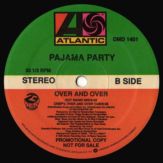 Pajama Party : Over And Over (12", Single, Promo)