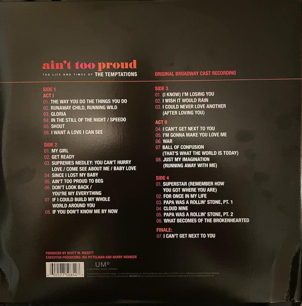 Original Broadway Cast of Ain't Too Proud : Ain't Too Proud: The Life & Times Of The Temptations (Original Broadway Cast Recording) (2xLP, Album)
