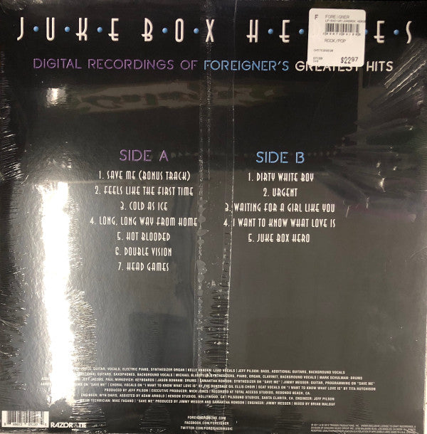 Foreigner : Juke Box Heroes (LP, Album, Comp, RE, 120)