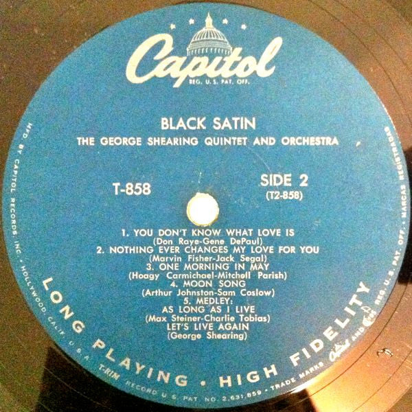 The George Shearing Quintet : Black Satin (LP, Album, Mono)