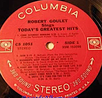 Robert Goulet : Robert Goulet Sings Today's Greatest Hits (LP)
