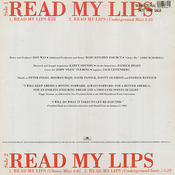A Thousand Points Of Night : Read My Lips (12", Promo)