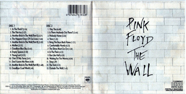 Pink Floyd : The Wall (2xCD, Album, RE)