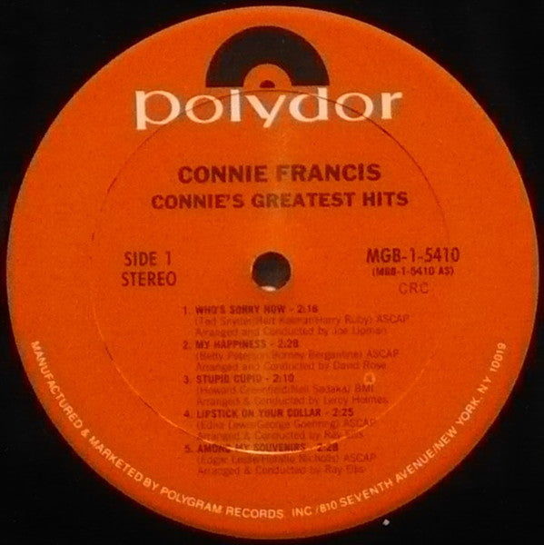Connie Francis : Connie's Greatest Hits (LP, Comp, Club)