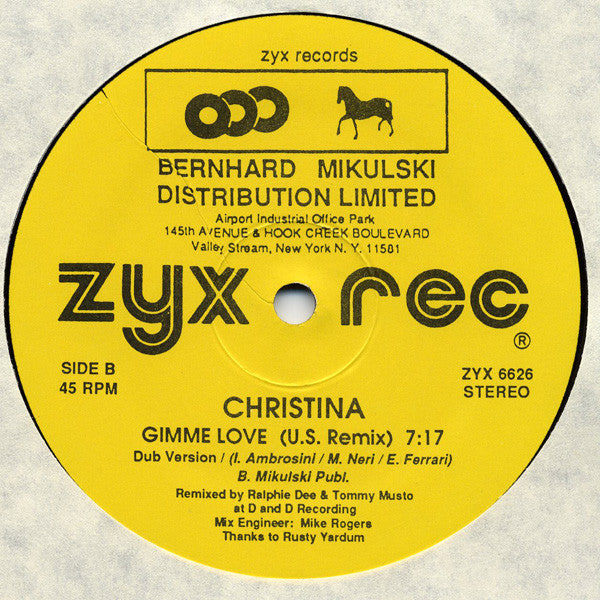 Christina (3) : Gimme Love (U.S. Remix) (12", Yel)