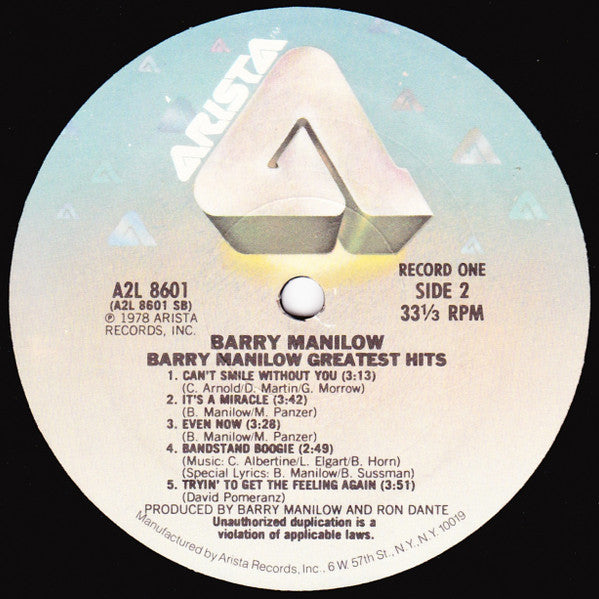 Barry Manilow : Greatest Hits (2xLP, Comp, Ter)