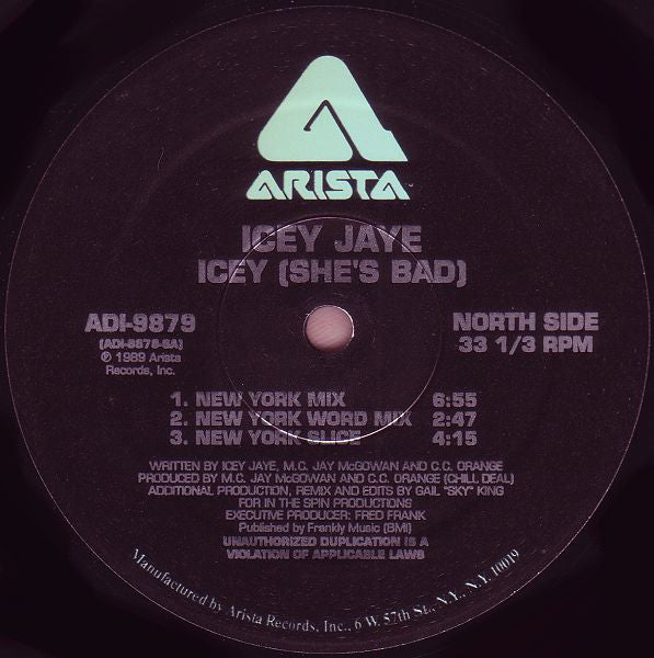 Icey Jaye : Icey (She's Bad) (12")