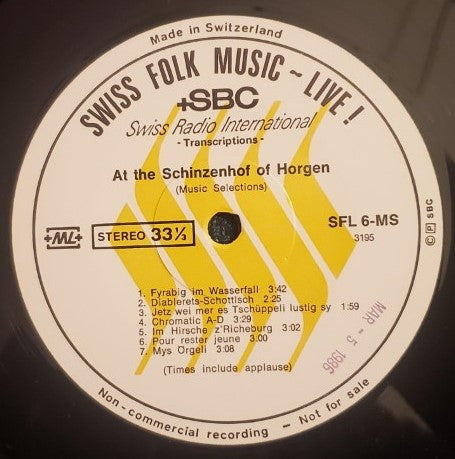 Various : Swiss Folk Music - Live! (LP, Transcription)