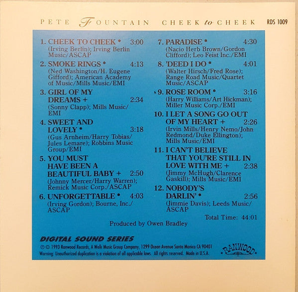 Pete Fountain : Cheek To Cheek (CD, Album)