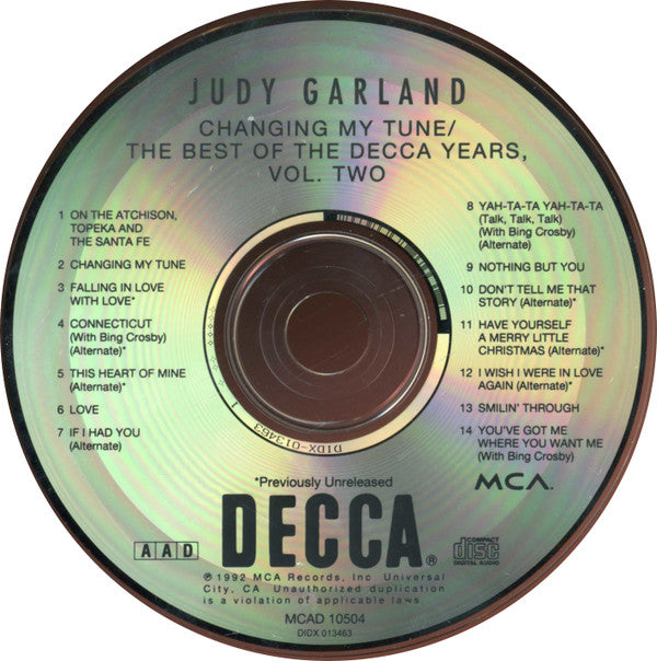 Judy Garland : Changing My Tune / The Best Of The Decca Years, Vol. Two (CD, Comp)
