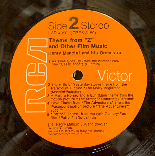 Henry Mancini And His Orchestra : Theme From "Z" And Other Film Music (LP, Ind)