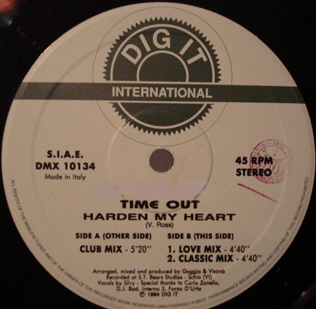 Time Out (2) : Harden My Heart (12")