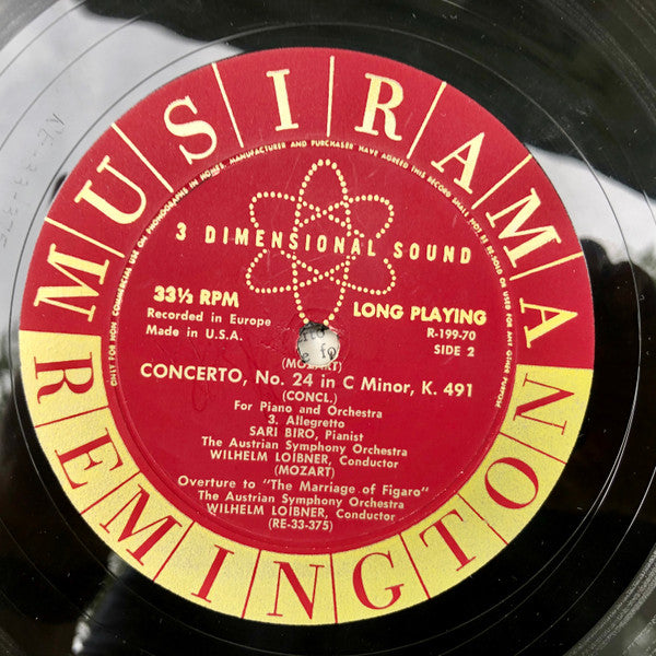Wolfgang Amadeus Mozart, Sári Bíró, Austrian Symphony Orchestra (2) , Conductor Wilhelm Loibner, Robert Heger : Piano Concerto #24 In C Minor (K491) And the Overture To "The Marriage Of Figaro" (LP, Mono)