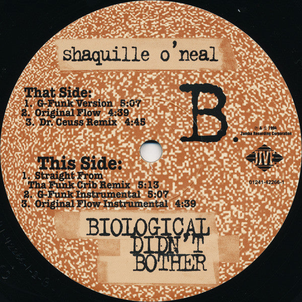 Shaquille O'Neal : Biological Didn't Bother (12", Single)