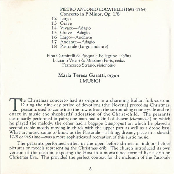 Arcangelo Corelli · Francesco Manfredini · Giuseppe Torelli · Pietro Antonio Locatelli – I Musici : Christmas Concerti (CD, Album, RE)