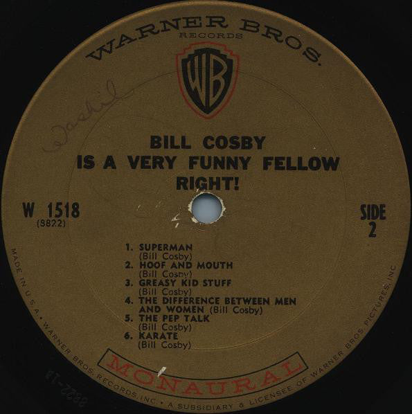 Bill Cosby : Bill Cosby Is A Very Funny Fellow Right! (LP, Album, Mono)