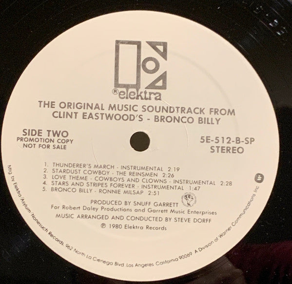 Various : The Original Music Soundtrack From Clint Eastwood's - Bronco Billy (LP, Album, Promo, Spe)