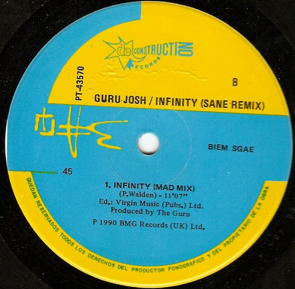 Guru Josh : Infinity (The Remix) (12", Maxi)