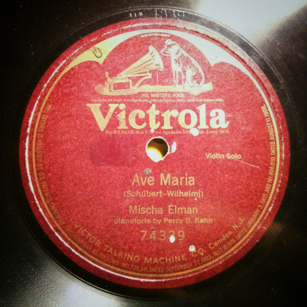 Mischa Elman : Ave Maria (Shellac, 12", S/Sided, RP)