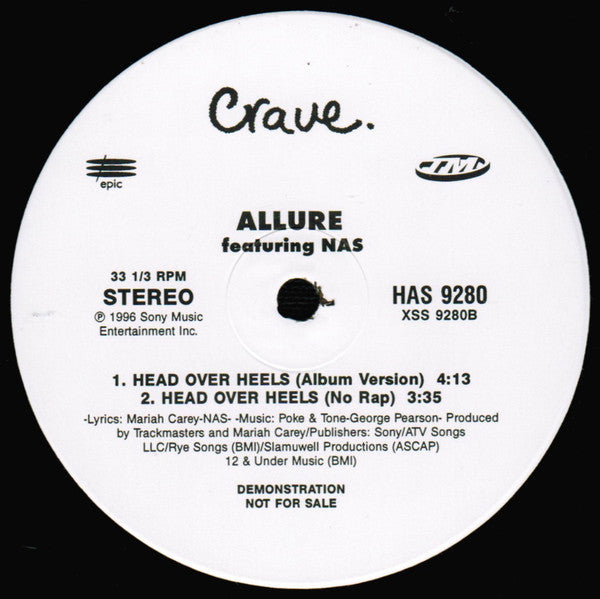 Allure (3) Featuring Nas : Head Over Heels (12", Single, Promo)