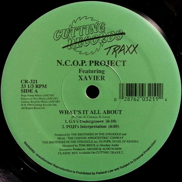 N.C.O.P. Project Featuring Xavier : What's It All About (12")