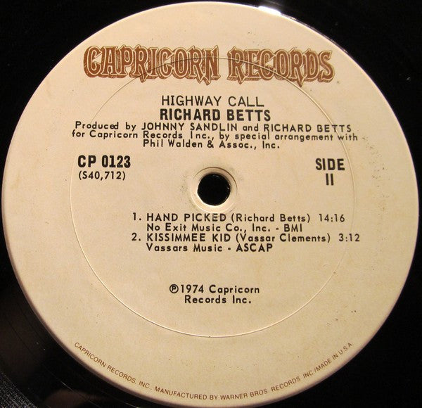 Dickey Betts : Highway Call (LP, Album, San)