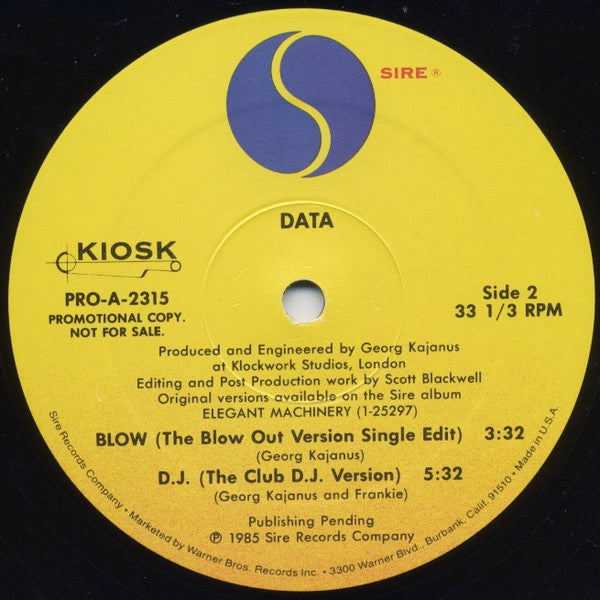 Data (2) : Blow (12", Maxi, Promo)