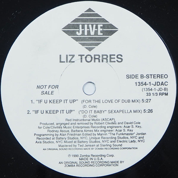 Liz Torres : If U Keep It Up (12", Promo)