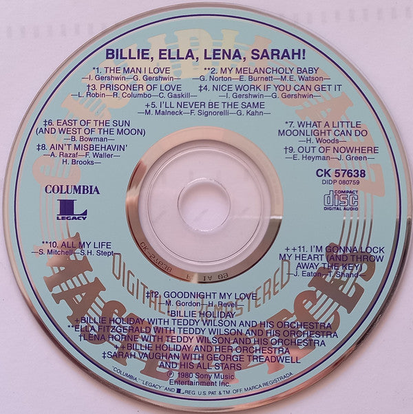 Billie Holiday, Ella Fitzgerald, Lena Horne, Sarah Vaughan : Billie, Ella, Lena, Sarah! (CD, Comp, Club, RE, RM)