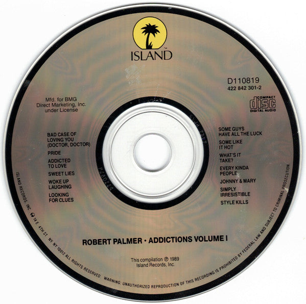Robert Palmer : Addictions Volume I (CD, Comp, Club, RP, Den)