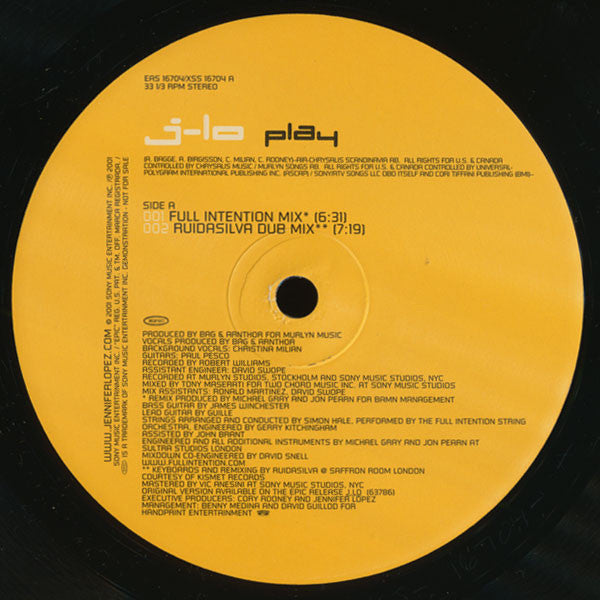 Jennifer Lopez : Play (12", Promo)
